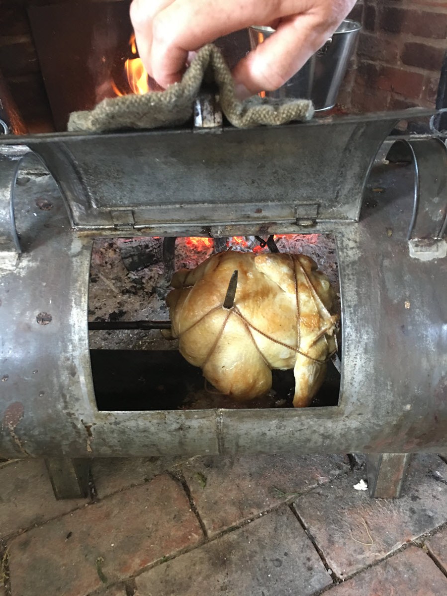 Check chicken while cooking