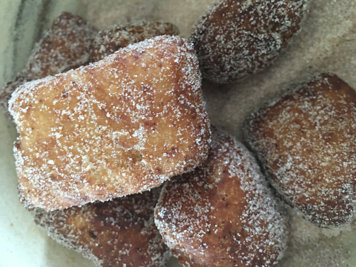 Cinnamon sugar on doughnuts