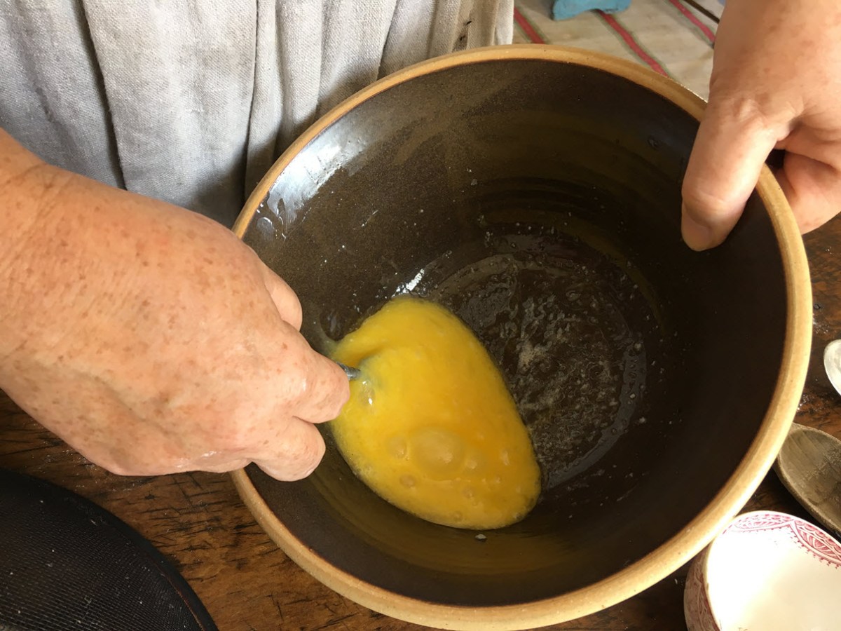 Blend eggs and butter