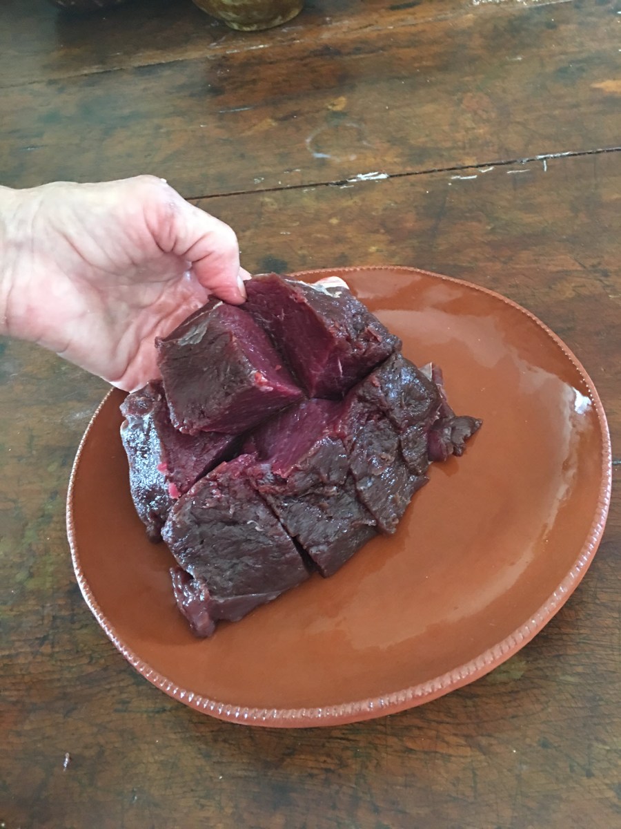 Cut venison into cubes