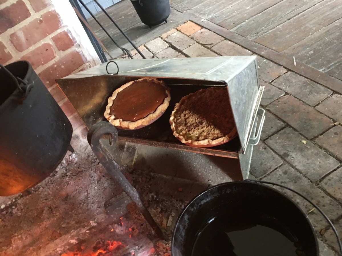 Pies cooking in the Baker